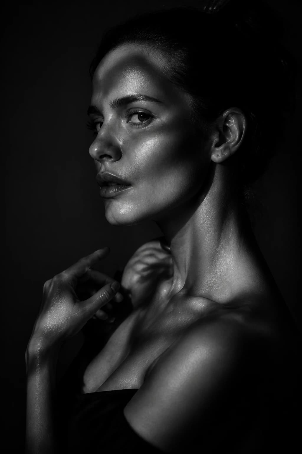 Black and white editorial portrait