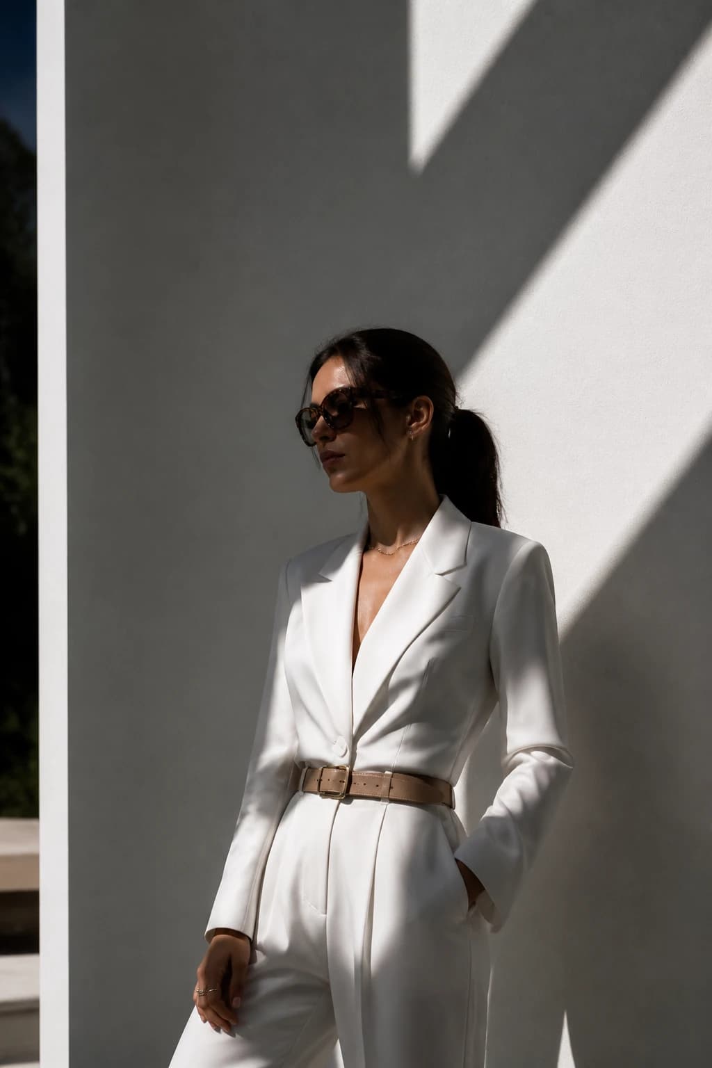 White suit and geometric shadows